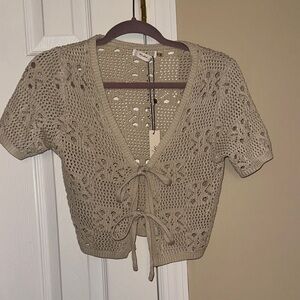 Mustard Seed Cream Knit Tie-Front Cardigan
